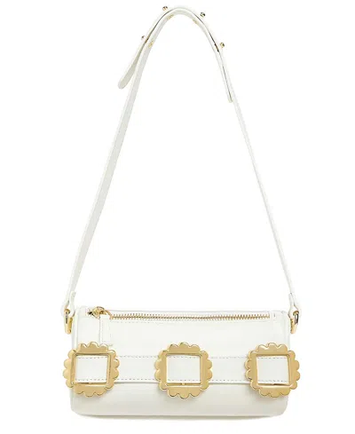 Cynthia Rowley Multi-buckle Leather Shoulder Bag In White
