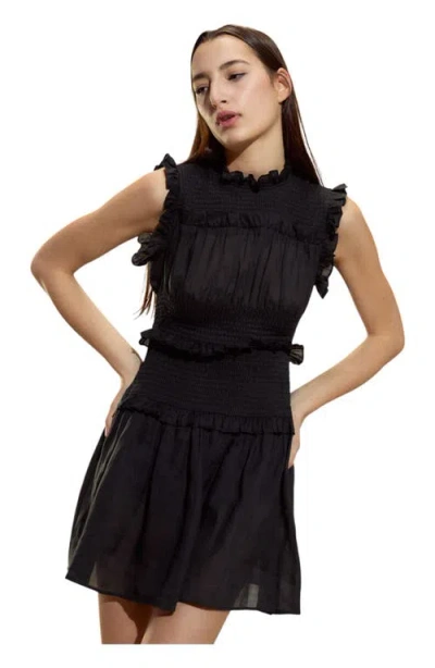 Cynthia Rowley Noir Ramie Mini Dress In Black