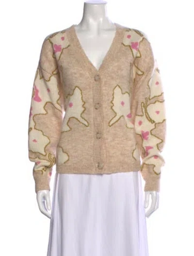 Pre-owned Cynthia Rowley Nylon Floral Print Sweater In Neutral