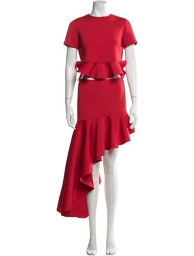 Pre-owned Cynthia Rowley Nylon Ruffle Embellishment Skirt Set In Red