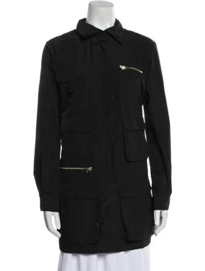 Pre-owned Cynthia Rowley Nylon Trench Coat In Black