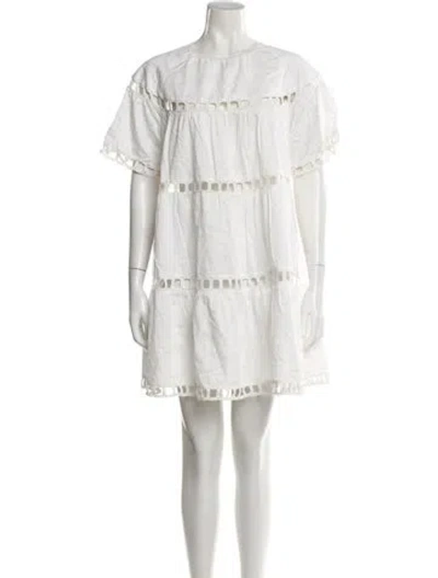Pre-owned Cynthia Rowley Off-the-shoulder Mini Dress In White