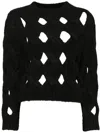 Cynthia Rowley Open-knit Jumper In Black