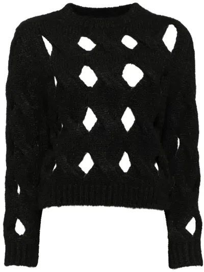 Cynthia Rowley Open-knit Jumper In Black