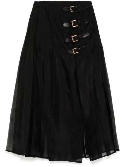 Cynthia Rowley Organza Pleated Skirt In Black