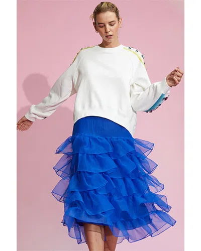 Cynthia Rowley Organza Ruffle Mini Skirt In Blue