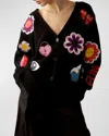 CYNTHIA ROWLEY OVERSIZED BUTTON-DOWN PATCH CARDIGAN