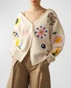 CYNTHIA ROWLEY OVERSIZED BUTTON-DOWN PATCH CARDIGAN