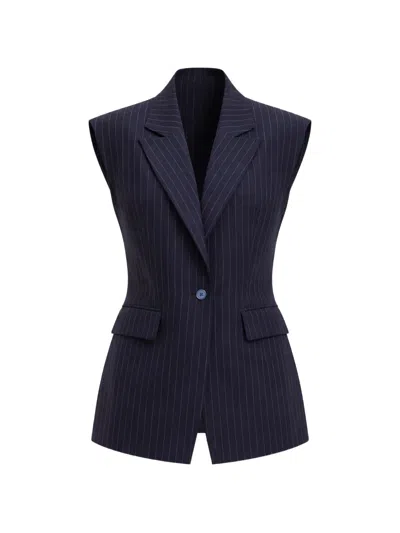 Cynthia Rowley Oversized Double-breasted Gilet In Blue