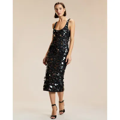 Cynthia Rowley Pailette Mesh Tank Dress In Black