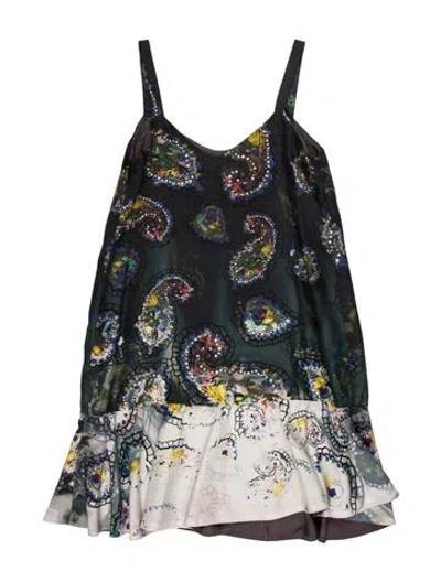 Pre-owned Cynthia Rowley Paisley Print Mini Dress In Black