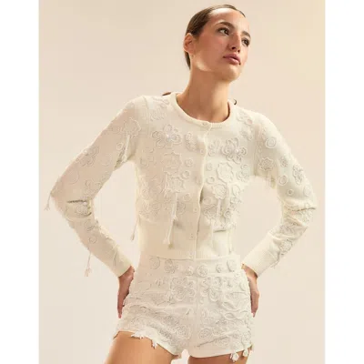 Cynthia Rowley Paloma Shrunken Cardigan In Neutral