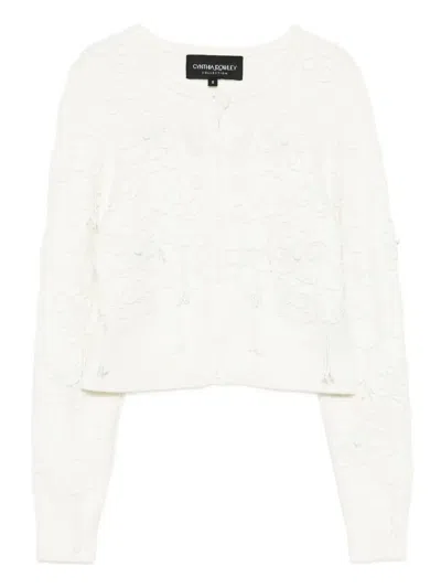 Cynthia Rowley Paloma Shrunken Cardigan In White