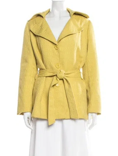 Pre-owned Cynthia Rowley Patterned Coat In Yellow