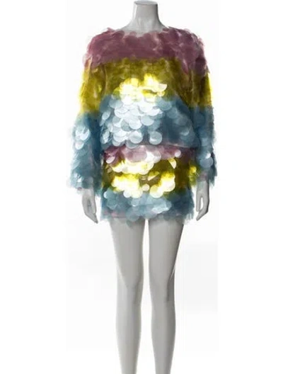 Pre-owned Cynthia Rowley Patterned Mesh Accents Skirt Set In Multi