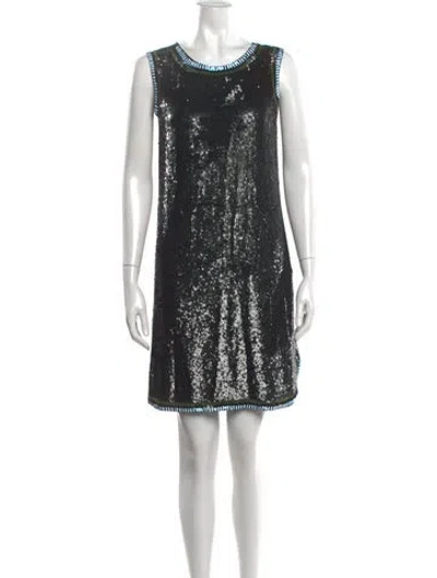 Pre-owned Cynthia Rowley Patterned Mini Dress In Black