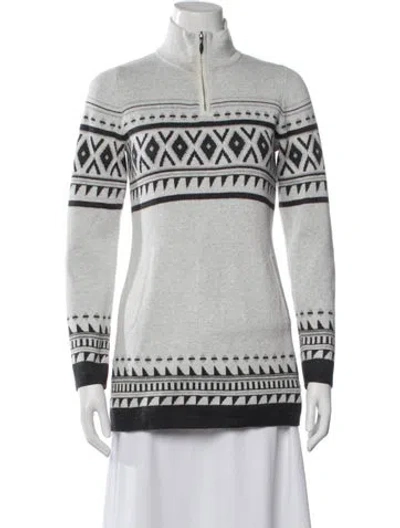 Pre-owned Cynthia Rowley Patterned Mock Neck Sweater In Gray