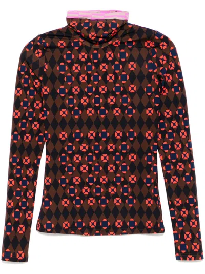 Cynthia Rowley Patterned T-shirt In Brown