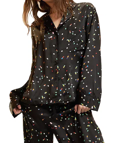 Cynthia Rowley Pill Print Pj Top In Multi