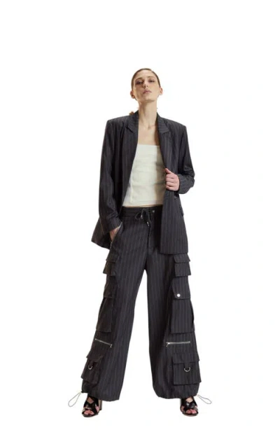 Cynthia Rowley Pinstripe Blazer In Gray