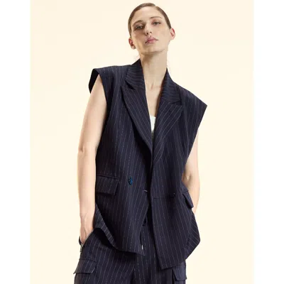 Cynthia Rowley Pinstripe Vest In Blue