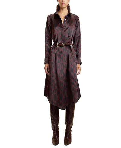 Cynthia Rowley Pintuck Silk Charmeuse Shirt Dress In Multi