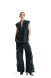 Cynthia Rowley Plaid Cargo Pants In Green