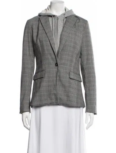 Pre-owned Cynthia Rowley Plaid Print Blazer In Gray