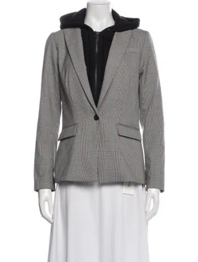 Pre-owned Cynthia Rowley Plaid Print Blazer In Gray