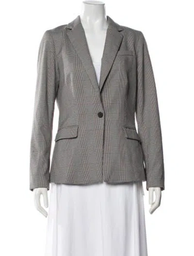 Pre-owned Cynthia Rowley Plaid Print Blazer In Gray