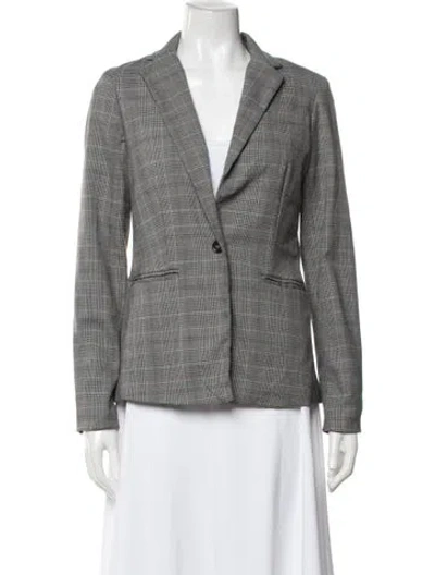 Pre-owned Cynthia Rowley Plaid Print Blazer In Grey