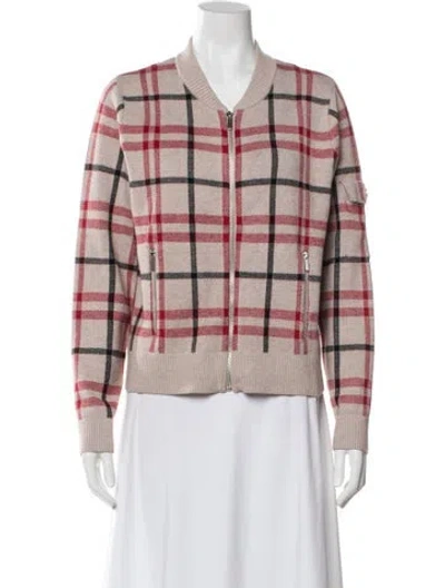 Pre-owned Cynthia Rowley Plaid Print Crew Neck Sweater In Multi