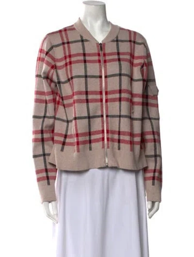 Pre-owned Cynthia Rowley Plaid Print Crew Neck Sweater In Multicolor