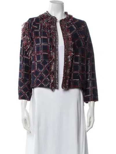 Pre-owned Cynthia Rowley Plaid Print Jacket In Blue/metallic