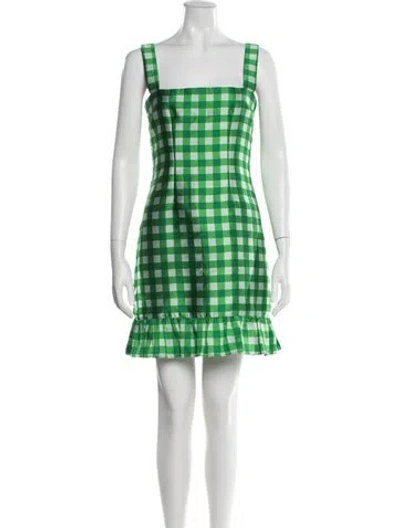 Pre-owned Cynthia Rowley Plaid Print Mini Dress In Green