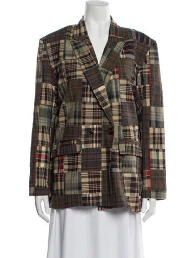 Pre-owned Cynthia Rowley Plaid Print Peacoat In Multi