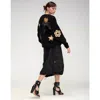 Cynthia Rowley Playful Patchwork Cardigan In Black_gold