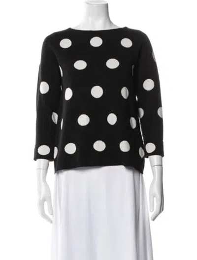 Pre-owned Cynthia Rowley Polka Dot Print Crew Neck Sweater In Black