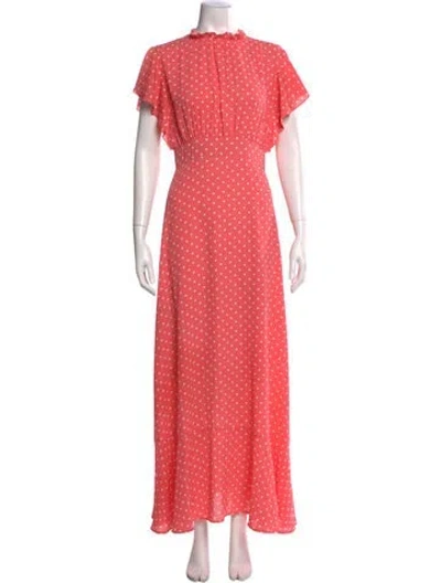Pre-owned Cynthia Rowley Polka Dot Print Long Dress In Pink