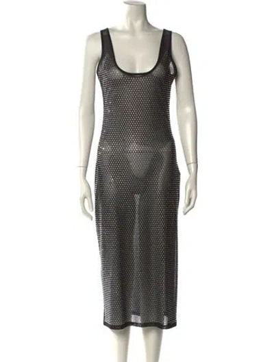 Pre-owned Cynthia Rowley Polka Dot Print Midi Length Dress In Black