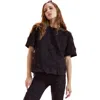 Cynthia Rowley Pop Floral Applique Top In Black