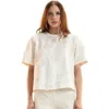 Cynthia Rowley Pop Floral Applique Top In White