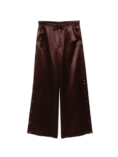 Cynthia Rowley Press-stud Wide-leg Trousers In Brown