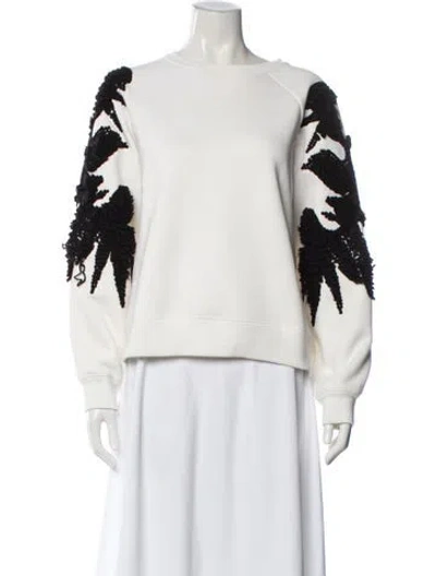 Pre-owned Cynthia Rowley Printed Bateau Neckline Sweater In White