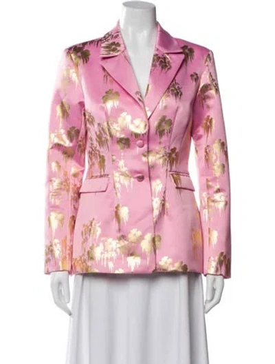 Pre-owned Cynthia Rowley Printed Blazer In Pink