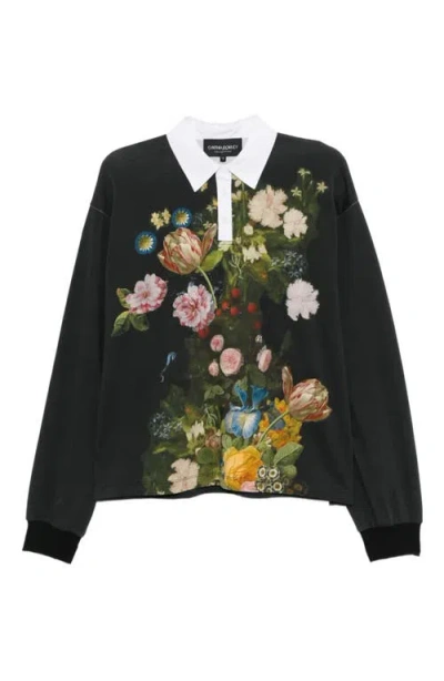 Cynthia Rowley Printed Cotton Rugby Shirt In Multi