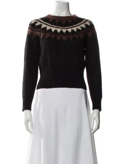 Pre-owned Cynthia Rowley Printed Crew Neck Sweater In Black