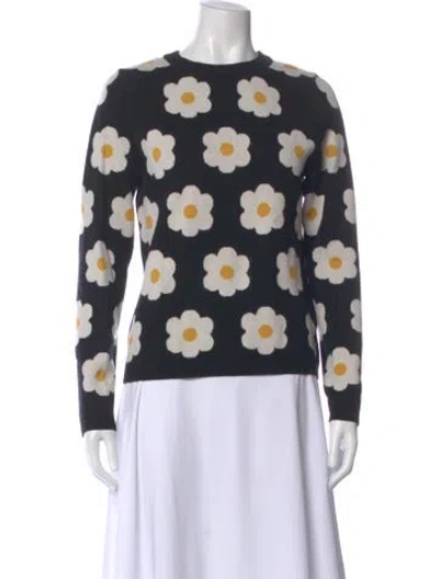 Pre-owned Cynthia Rowley Printed Crew Neck Sweater In Black