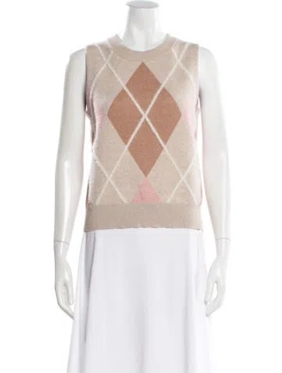 Pre-owned Cynthia Rowley Printed Crew Neck Sweater In Neutral
