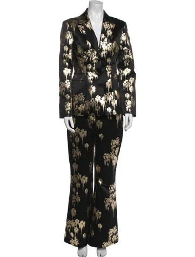 Pre-owned Cynthia Rowley Printed Glitter Accents Pant Set In Black